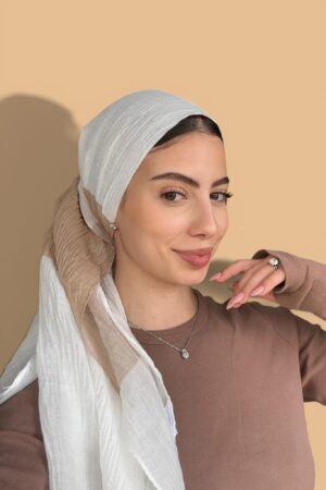 כותנה דגם רויאל לבן חום