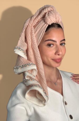 מטפחת פליסה יוקרתית – דגם MAYO ורודה