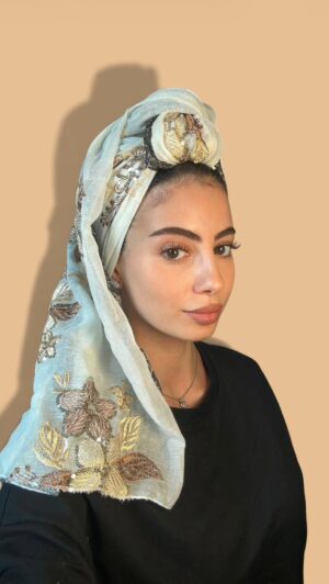 מטפחת רקומה LÉONA שמנת