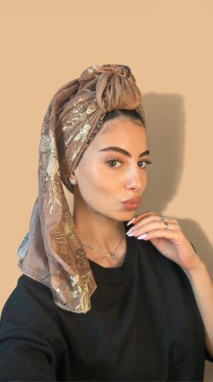 מטפחת רקומה LÉONA חום